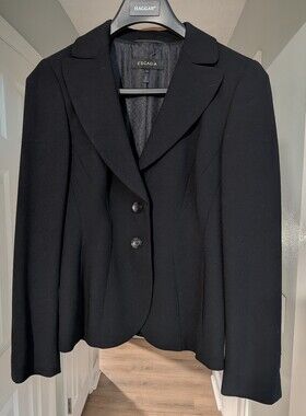 Escada Women's Black Tailored Blazer New Wool 38